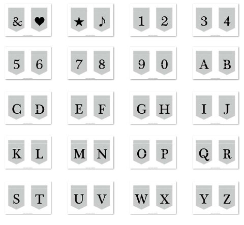 手作りガーランド用アルファベット型抜き無料テンプレート