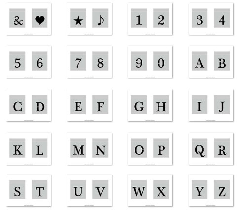 四角型アルファベット型抜き無料テンプレート